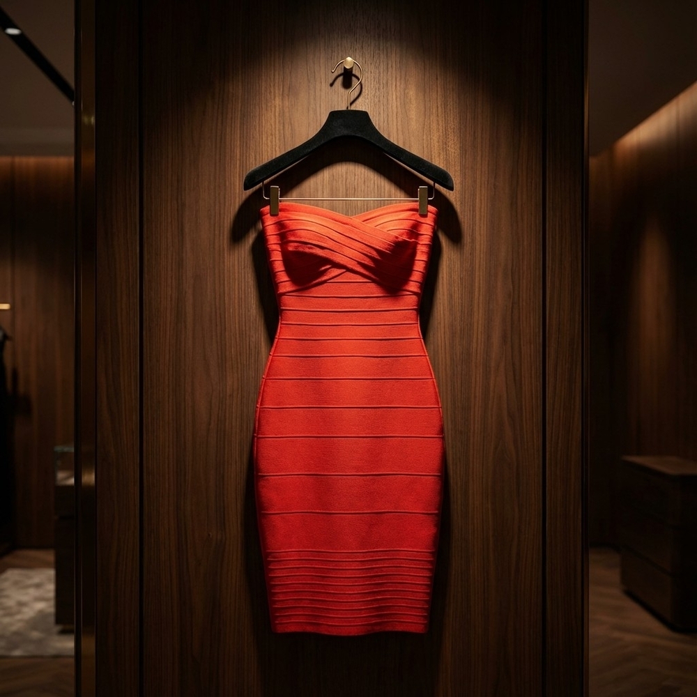 Elegant Red Strapless Dress